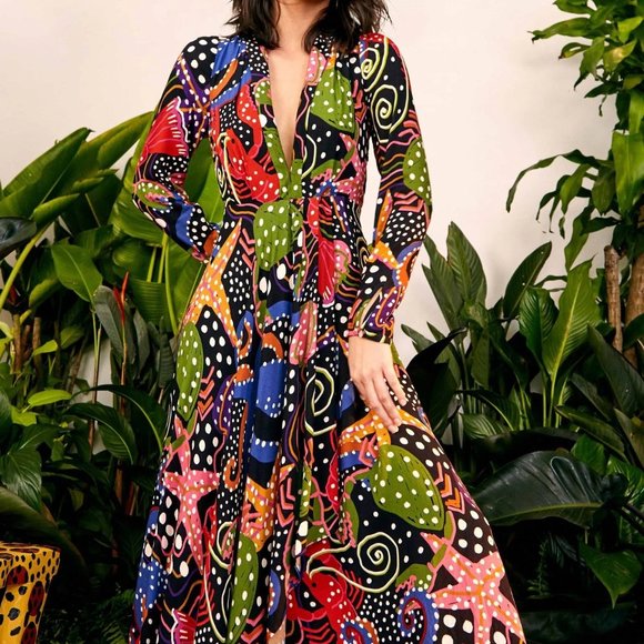 Farm Rio Under The Sea Maxi Dress XS Size 2 - Picture 6 of 6